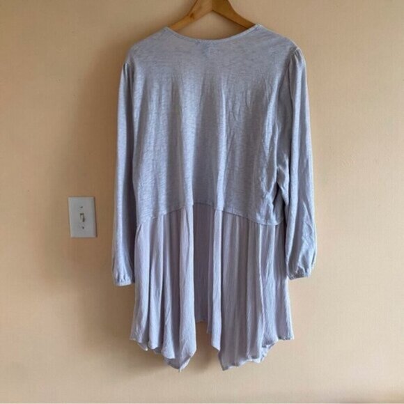 Torrid 2022 Fabric Mixed Hanky Hem Kimono Size 3X In Stone Open Long Line Rayon - Picture 3 of 16